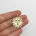 2pcs Raw Brass Sun Charm, Sun Face Earring Charm, Tribal Sun Charm for Jewelry Making, Celestial Sun, Laser Cut Jewelry Supplies  RW-1336