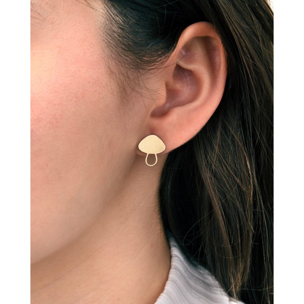 6x Raw Brass Mushroom Earrings, Mushroom Stud Earrings, Minimalist Earrings, Brass Earrings, Earring Findings Jewelry Supplies RW-1648